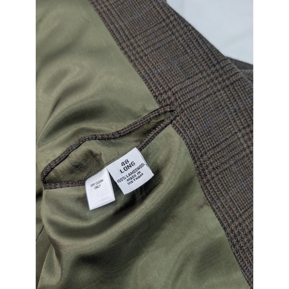 Joseph Feiss Blazer Coat Sport Suit Jacket Lambswool Houndstooth Plaid 48L 50" - Picture 10 of 13